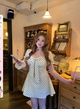 你的鱼 半熟甜桃 微胖mm波点花苞春夏连衣裙 2/24 20:00新品9折