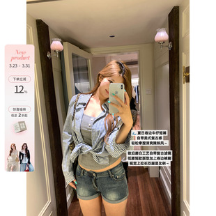 韩系微胖mm性感低腰春夏卷边水洗猫须牛仔短裤 奥菲利亚 鱼 你