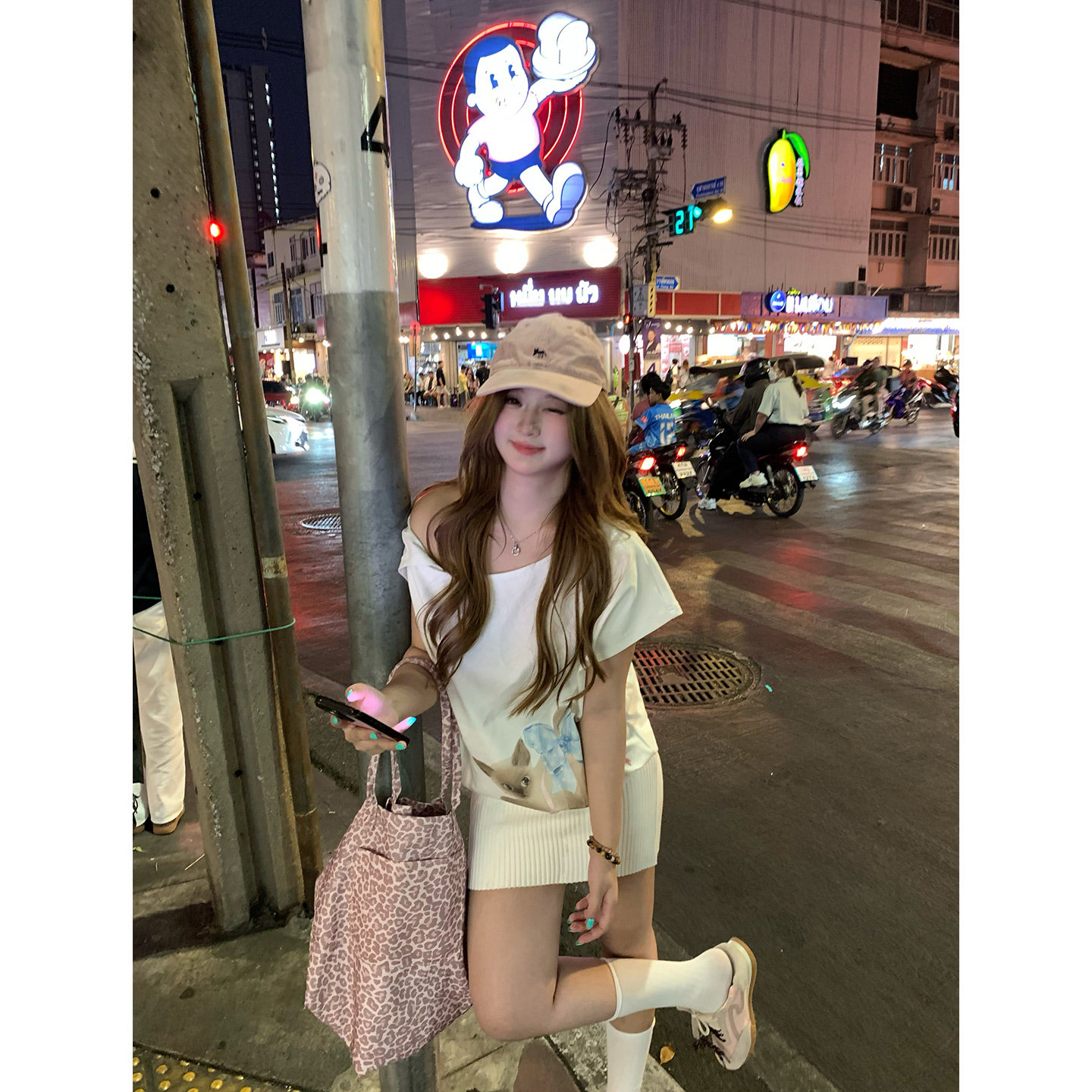 你的鱼 泰兰德夏日 韩系微胖mm春夏动物兜量收腰印花短袖连衣裙图片