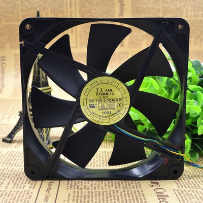 悦伦14CM/厘米14025 12V0.70A双滚珠电源散热风扇D14Bm-12 PWM