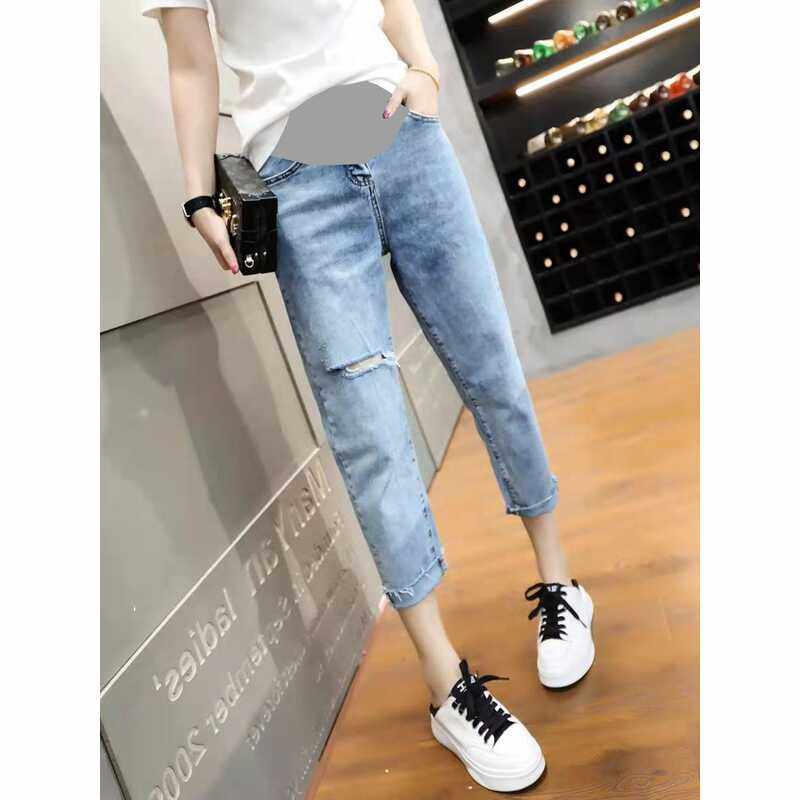 小个子春款修身牛仔蓝色棉八分裤直筒裤夏季宽松孕妇牛仔裤8152,孕妇装/孕产妇用品/营养,孕妇休闲裤,淘宝优惠券,粉丝福利购,淘宝优惠卷