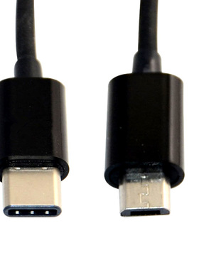 Type-C转Micro-USB数据线黑色充电传输线otg线typec转安卓转接头
