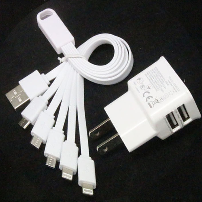 一拖五通用充电器多口头用micro usb数据线三安卓二手机充电线头