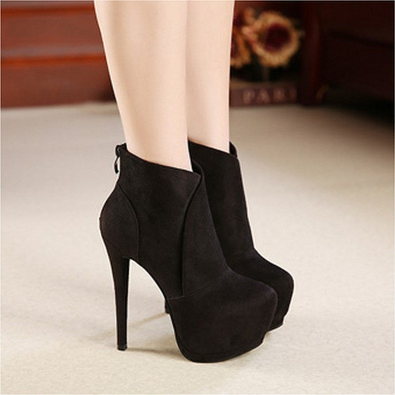 EUROPEAN AND AMERICAN NEW PRODUCTS AUTUMN AND WINTER SHOES 14CM SUPER HIGH HEEL SHORT BOOTS NIGHT STAGE WATERPROOF PLATFORM THIN HEEL GIRL THIN MARTIN BOOTS