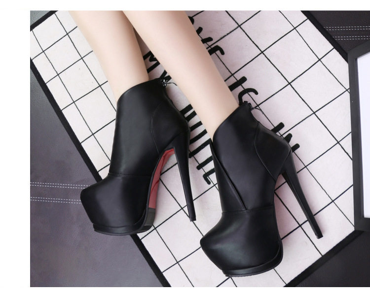EUROPEAN AND AMERICAN NEW PRODUCTS AUTUMN AND WINTER SHOES 14CM SUPER HIGH HEEL SHORT BOOTS NIGHT STAGE WATERPROOF PLATFORM THIN HEEL GIRL THIN MARTIN BOOTS