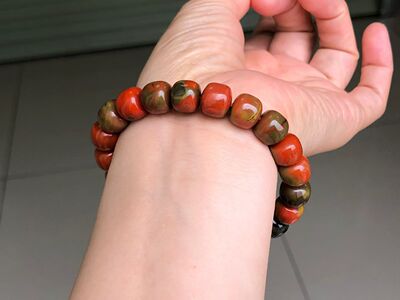天然云南大山包巧家包浆南红玛瑙手串老型直切男女情侣手链送礼