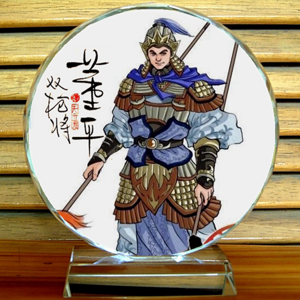 董平纪念品摆设梁山好汉装饰工艺品礼物水浒传礼品双枪将水晶摆件