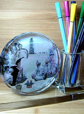 彝海结盟收藏品礼物红军长征工艺品人偶模型礼品周边水晶笔筒摆件