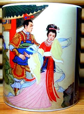 貂蝉拜月水杯纪念品礼物收藏品三国演义茶杯四大美人吕布摆件杯子