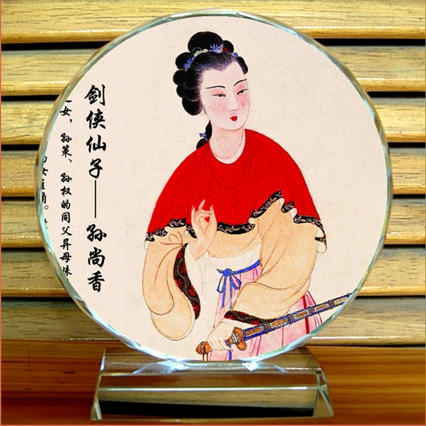 孙尚香纪念品摆设收藏品礼物工艺品人偶模型三国志礼品水晶摆件