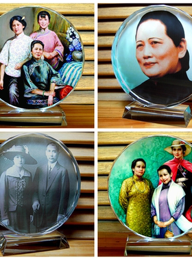 宋氏三姐妹摆设宋霭龄礼物收藏品宋庆龄纪念品模型宋美龄水晶摆件