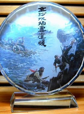 纪念品红军长征人偶模型水晶摆件