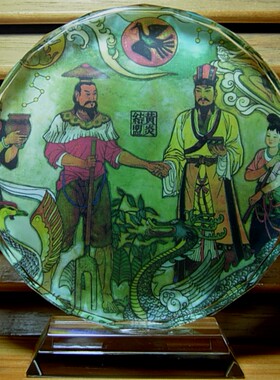 炎黄子孙工艺品炎帝神农氏纪念收藏品摆设黄帝轩辕氏模型水晶摆件