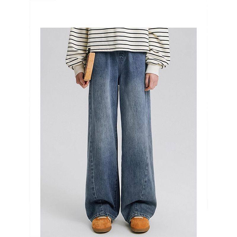 大童韩版宽松女孩牛仔裤儿童春秋季洋气百搭阔腿裤女童时尚休闲裤