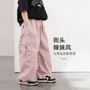 女童百搭工装裤童装儿童夏季宽松休闲裤大童女孩韩版炸街运动裤子