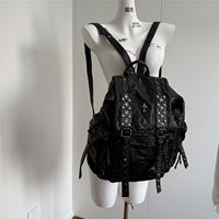 NYX Dark Punk style cross rivet Backpack, niche retro Gothic backpack, large-capacity commuting schoolbag thumbnail 4