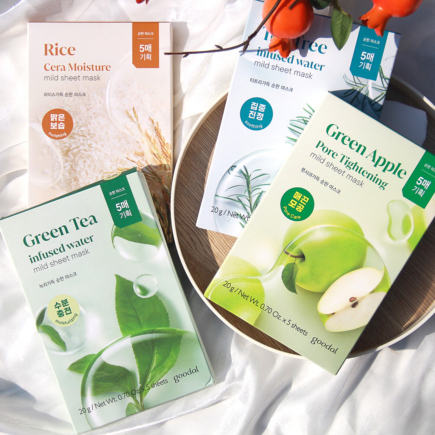 goodal/果达儿补水保湿滋润面膜纯净系列茶树青苹果舒缓贴片面膜