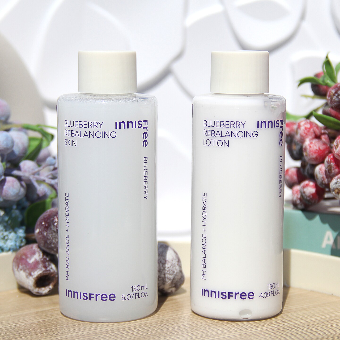 innisfree/悦诗风吟蓝莓平衡保湿爽肤水乳液洗面奶套装男女学生用