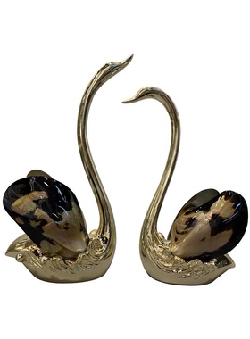 贝壳天鹅摆件现代简约客厅酒柜