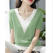 ZAR 家 高级薄款 显瘦拼色宽松上衣女装 气质套头针织衫