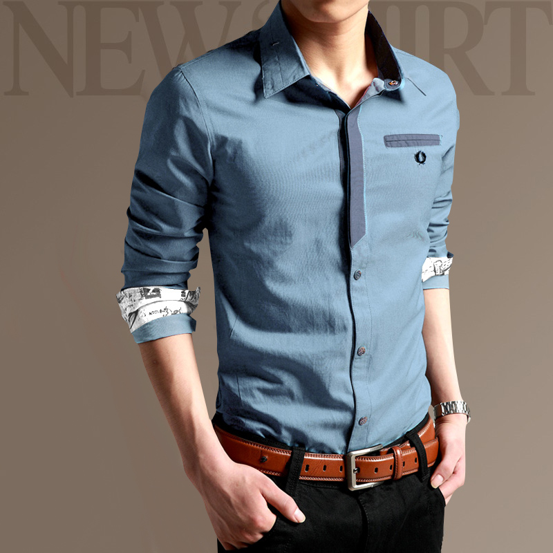 暗扣防皱衬衣拼接耐脏领