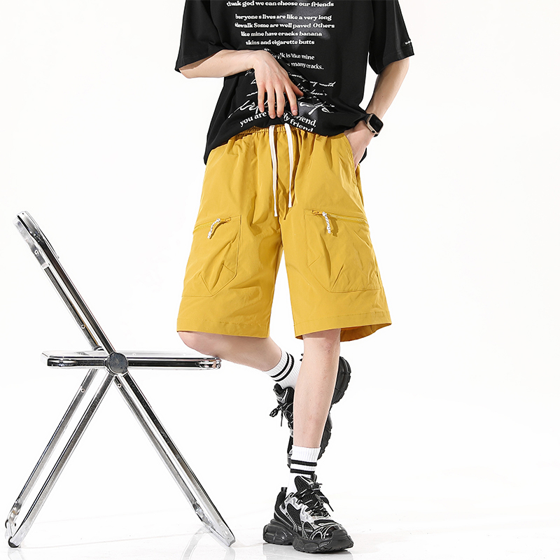 夏季男短裤薄款拉链多口袋宽松大码高街5大学生中休闲五分裤外穿