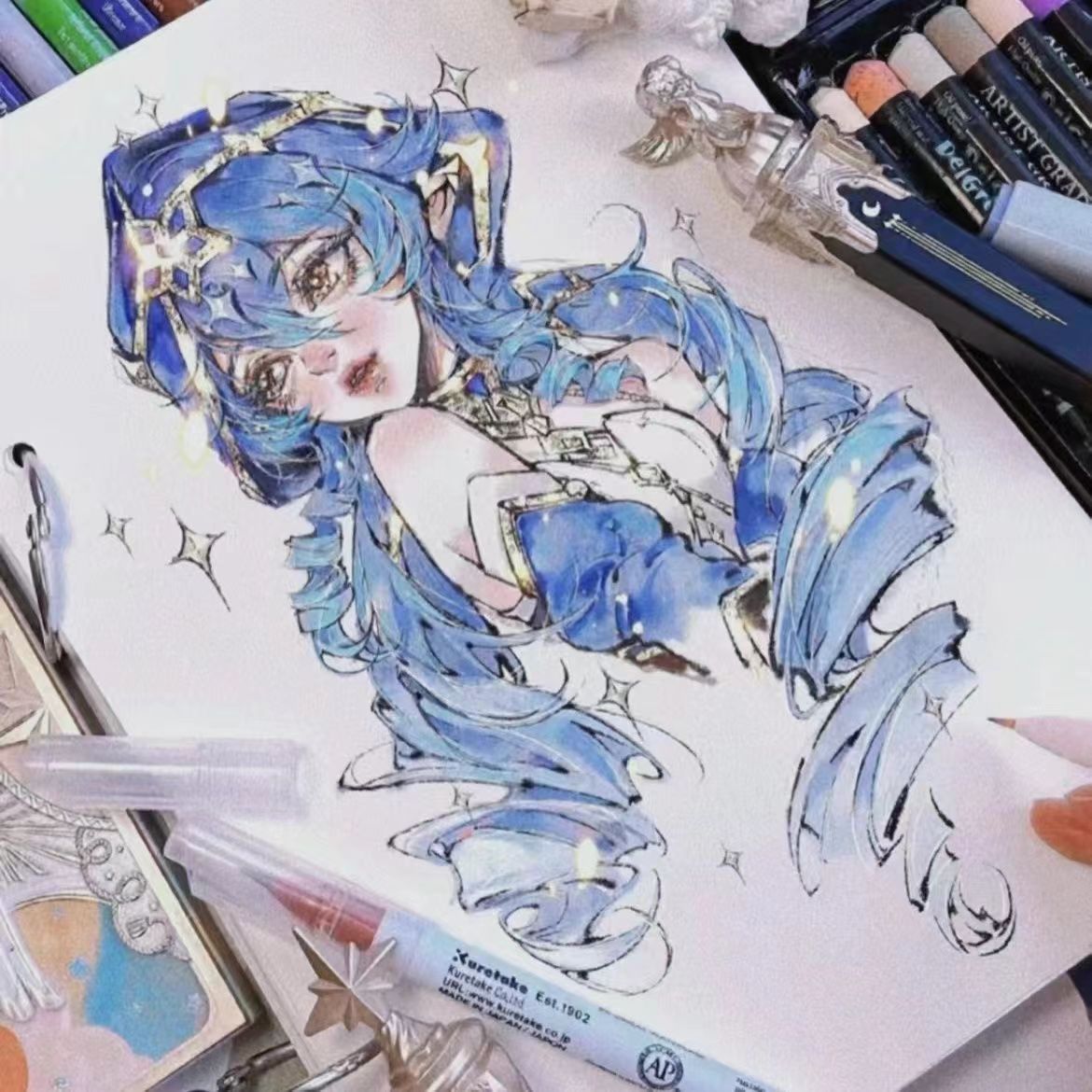 全套绘画专用81色手帐笔蓝果少女