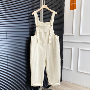 潮 女宽松休闲减龄阔腿吊带连体裤 日韩外贸品牌尾货复古工装 背带裤