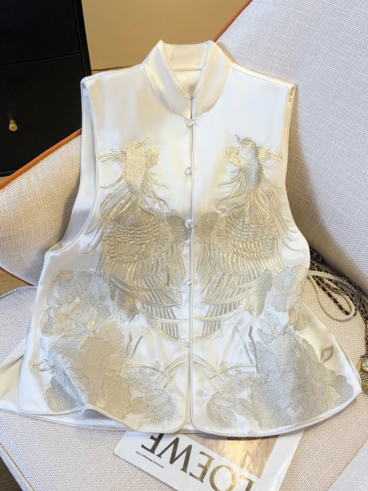 NEW CHINESE STYLE DISC BUCKLE ACETATE FORGING EMBROIDERED VEST VEST WOMENS SPRING AND SUMMER CLOTHES RETRO NATIONAL TIDE SLEEVELESS SHOULDERS