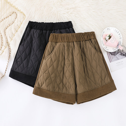 清仓捡漏~撤柜尾货黑色棉裤女冬季高腰直筒休闲靴裤外穿打底短裤