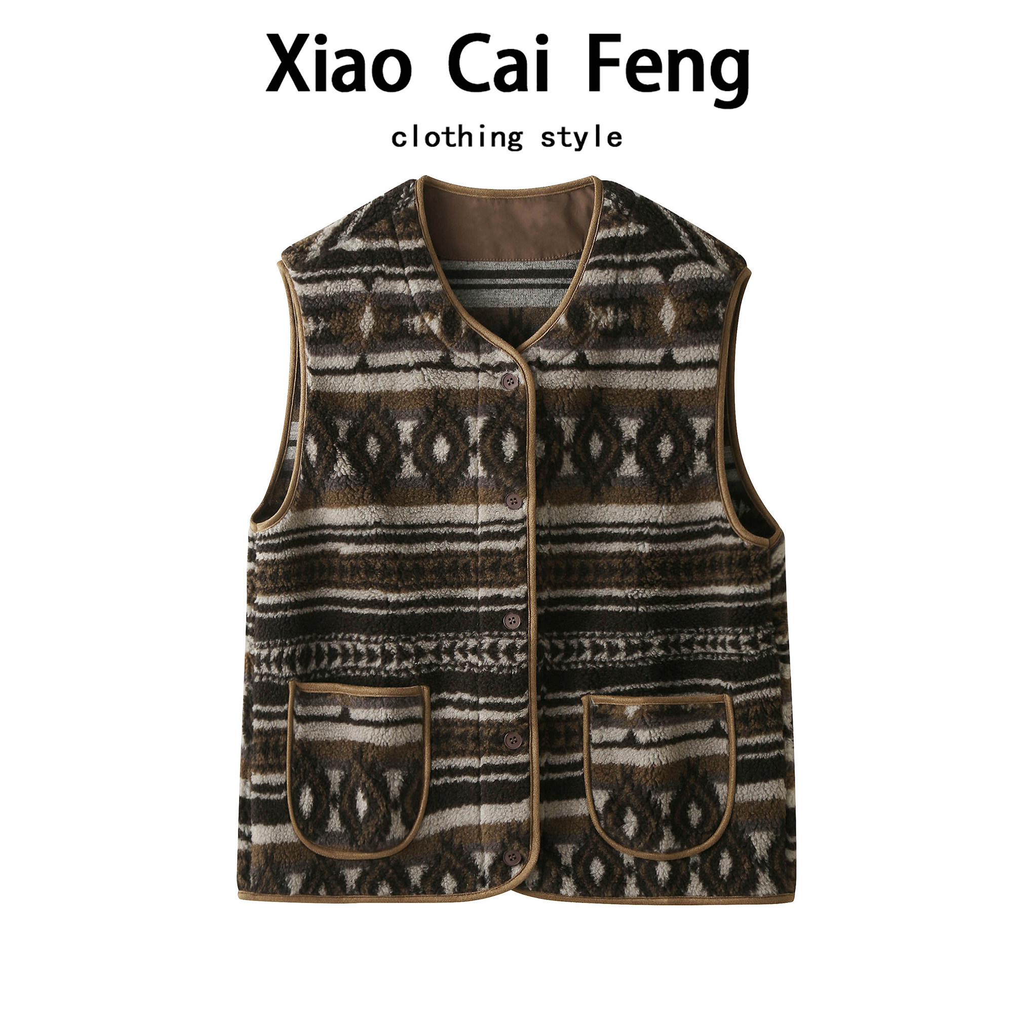 复古费尔岛提花羊羔绒马甲女秋冬内搭皮毛一体保暖马夹叠穿坎肩潮,女装/女士精品,马夹,淘宝优惠券,粉丝福利购,淘宝优惠卷