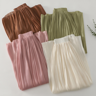 垂感宽松慵懒松弛感仙女裙裤 夏季 阔腿裤 鎏光溢彩复古鎏光飘逸长裤