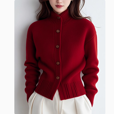 高领新年红色复古针织开衫女秋冬高级感气质别致毛衣超好看短外套,女装/女士精品,毛针织衫,淘宝优惠券,粉丝福利购,淘宝优惠卷