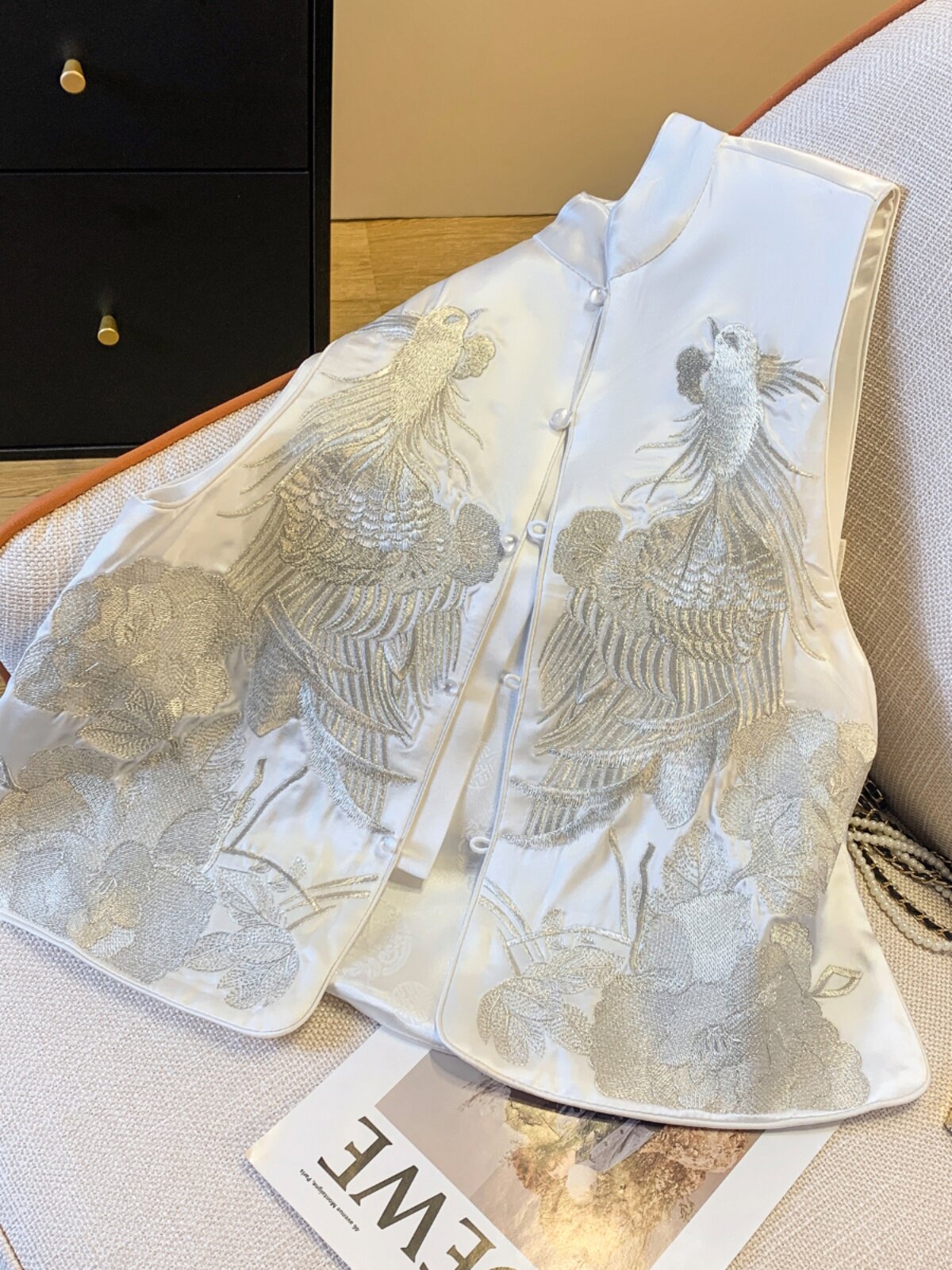 NEW CHINESE STYLE DISC BUCKLE ACETATE FORGING EMBROIDERED VEST VEST WOMENS SPRING AND SUMMER CLOTHES RETRO NATIONAL TIDE SLEEVELESS SHOULDERS