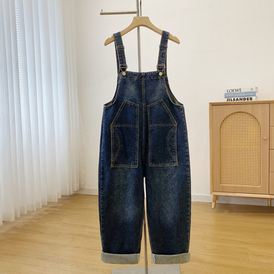 大码牛仔背带裤女工装连体裤