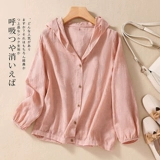 Очистка и сделка с сделками ~ Специальная столовая бренда на лейбл внешней торговли женская рубашка с капюшоном Тонкое пальто японское хлопковое льня