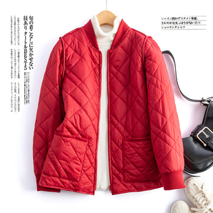 外贸出口撤柜轻薄羽绒棉服女冬季宽松百搭时尚菱格棒球服外套