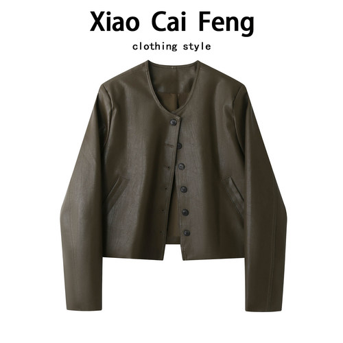 高级感酷飒风PU皮衣短外套女秋装新款百搭单排扣机车服皮夹克上衣