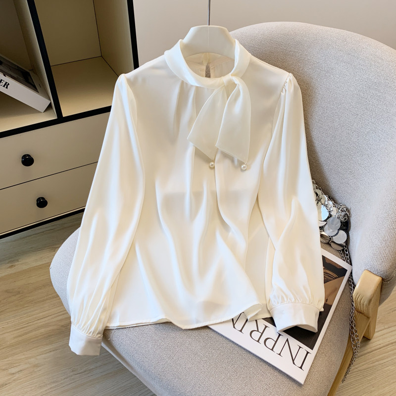 法式温柔飘带缎面衬衫女2026春季通勤气质长袖衬衣垂坠感小衫上衣,女装/女士精品,衬衫,淘宝优惠券,粉丝福利购,淘宝优惠卷