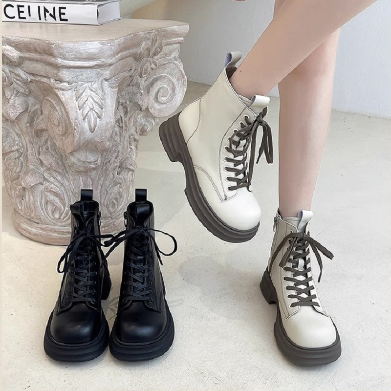 马丁靴女2025年新款爆款英伦风白色靴子女秋冬加绒厚底短靴女洋气