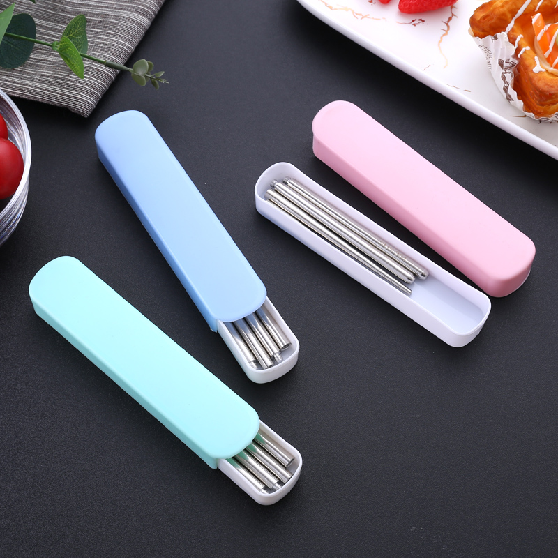 不锈钢折叠筷子套装304韩式单双
