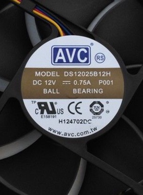 原装AVC 12025 12cm 双滚珠4pin温控风扇 DS12025B12H 12V 0.75a