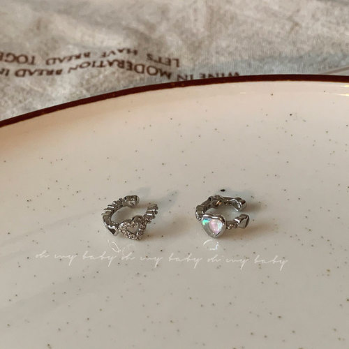 无耳洞可戴耳骨夹蓝粉偏光爱心