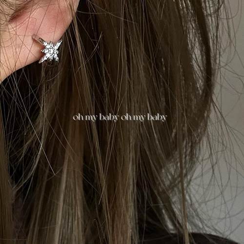 蚊香盘耳夹无耳洞满钻八角芒星