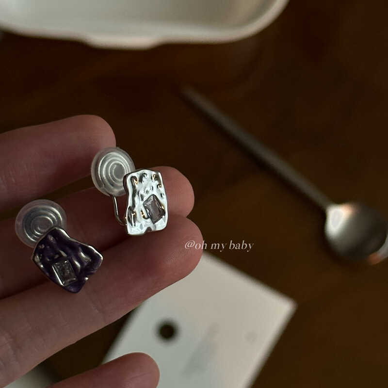 小众E637镶嵌可戴不规则皱褶耳夹