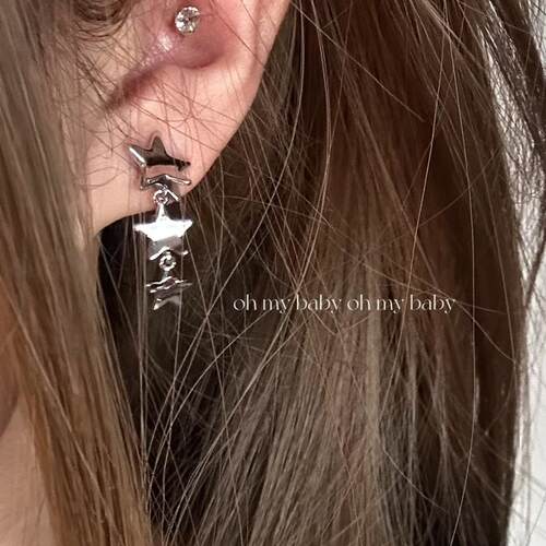 蚊香盘耳夹无耳洞星星流苏小众