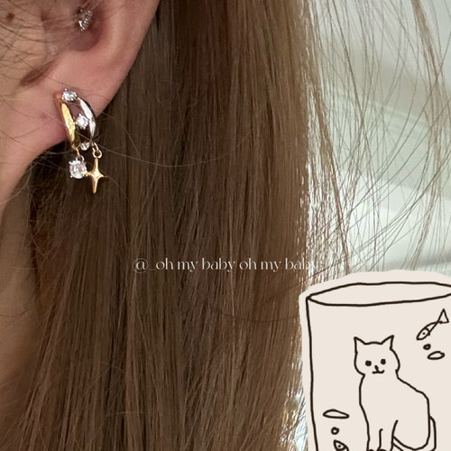 蚊香盘耳夹无耳洞星星锆石吊坠