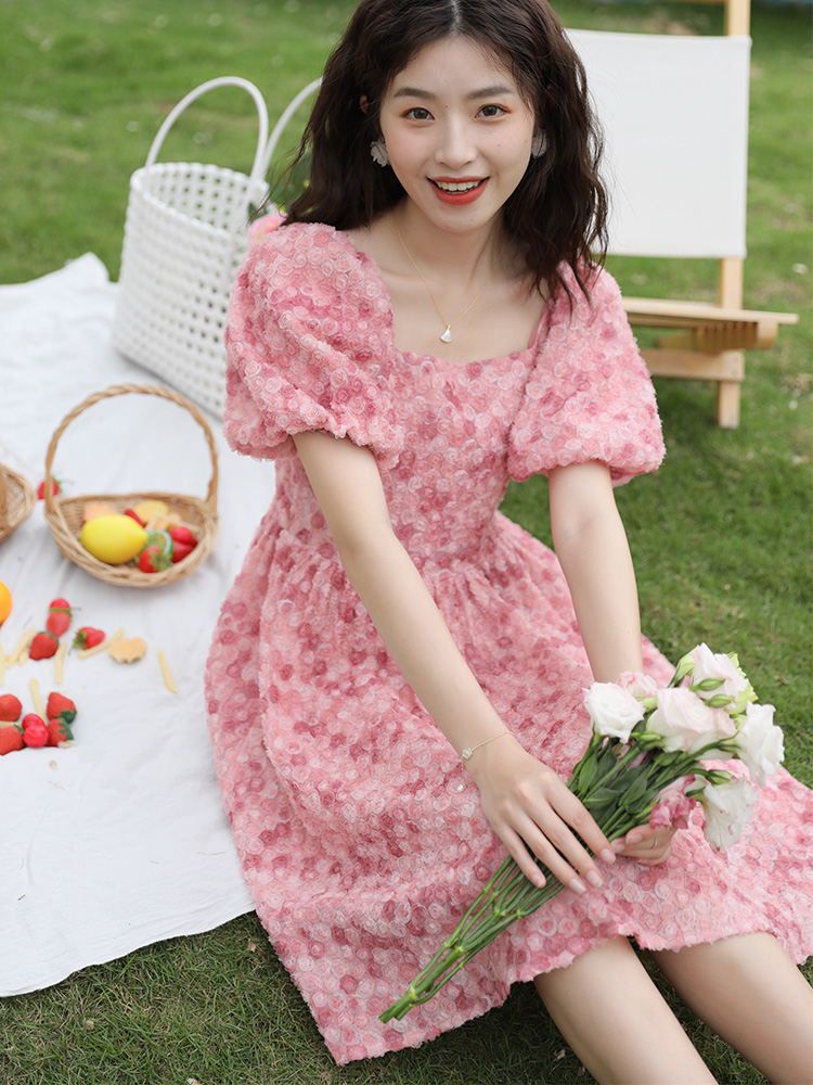 猫娘志法式连衣裙女夏设计重工