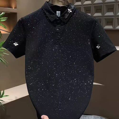 潮牌aeae满天星刺绣男士Polo衫短袖翻领休闲潮流上衣休闲T恤上衣