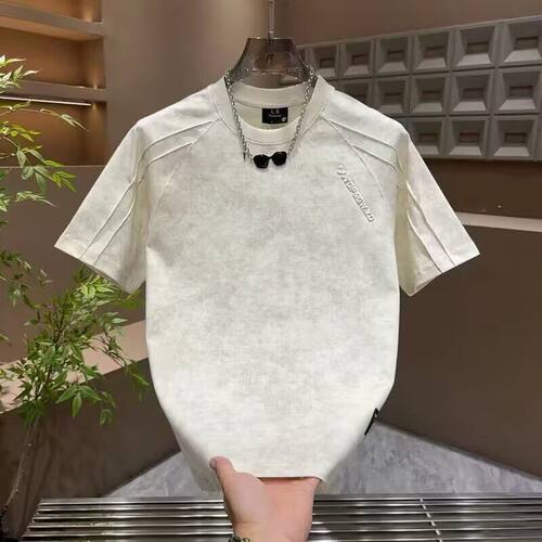 潮牌aeae短袖夏季男士潮流宽松T恤圆领字母压花透气休闲半袖上衣